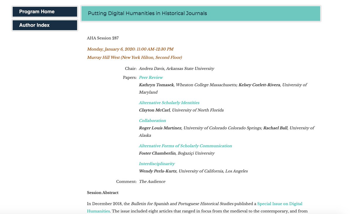 If at #AHA2020 catch me along with <a href="/DrDreaDavis/">Andrea R. Davis</a> <a href="/HistoriasPod1/">Historias Podcast</a> and others on this #dh panel next Monday.