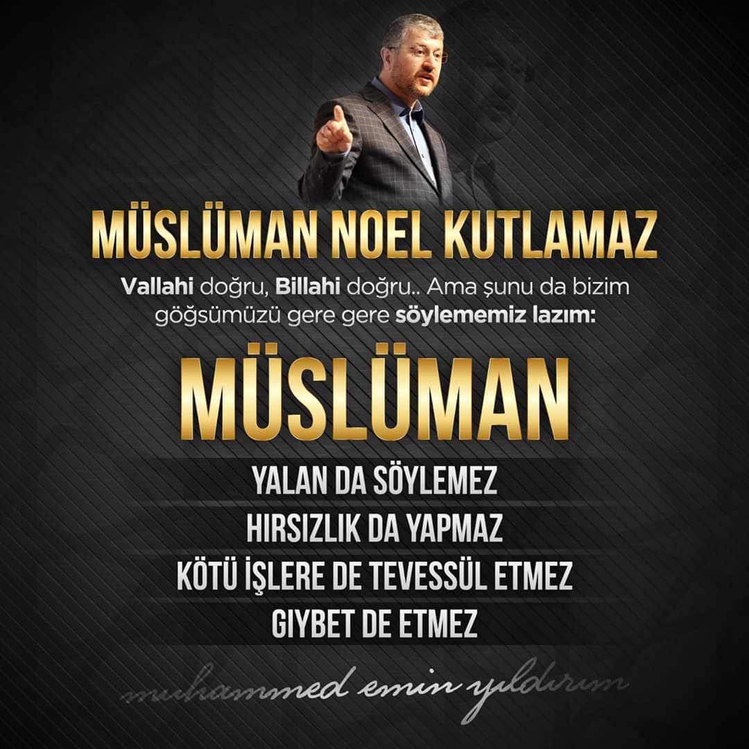 siyervakfi's tweet photo. Evet Müslüman Noel kutlamaz.. Vallahi doğru, Billahi doğru..

Ama şunu da bizim göğsümüzü gere gere söylememiz lazım:

- Müslüman yalan da söylemez

- Müslüman hırsızlık da yapmaz

- Müslüman kötü işlere de tevessül etmez.

- Müslüman gıybet de etmez.. https://t.co/cjLC85o3gd