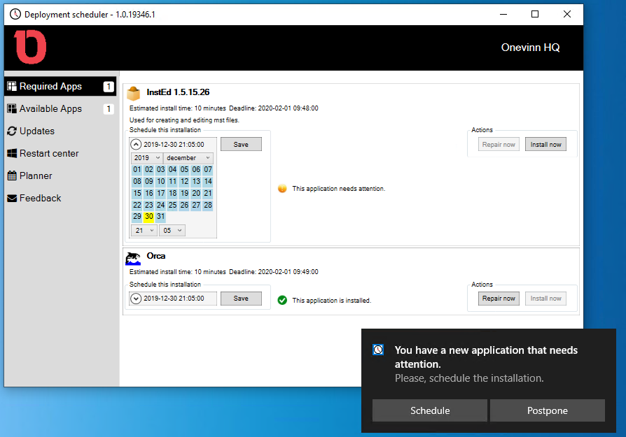 A new Tool is close to getting published. A complement to Software Center that enables the user to freely schedule applications and software updates; look and feel == Software Center… Stay tuned 😎 #Memcm #ConfigMgr