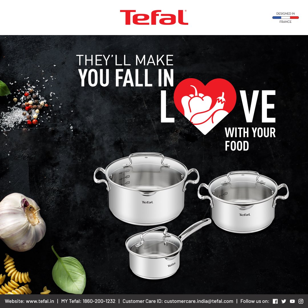 TefalIndia's tweet photo. With unique features and state-of-the-art cookware expertise, Tefal cookware gives you a delicious experience of cooking. Get your kitchen companion here: https://t.co/m5PhCo6AEW 

#TefalPans #Flavors #TefalCookware #TefalKitchenAppliances #AnyoneCanCookWithTefal #TefalIndia https://t.co/eHXpphzdqI