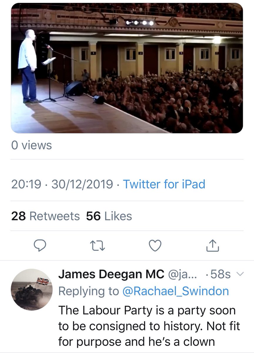 jamesdeeganMC's tweet photo. Well that was possibly my fastest block. The old lefties donโt like the Deegan, they also donโt like the truth. Under 58 seconds from post to block. Congrats to @Rachael_Swindon for impressive blocking skills #Labourlost #GetBrexitDone #keepCorbynin #comedyvalue ๐ https://t.co/NucjuPdMpO