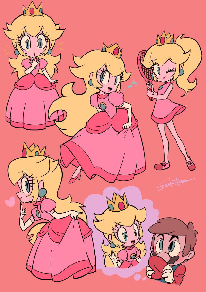 マリオ ,ピーチ姫 「うーんあんま描けなかったなぁ…来年こそ〜 #今年の4枚 」|Sakiko🐌のイラスト
