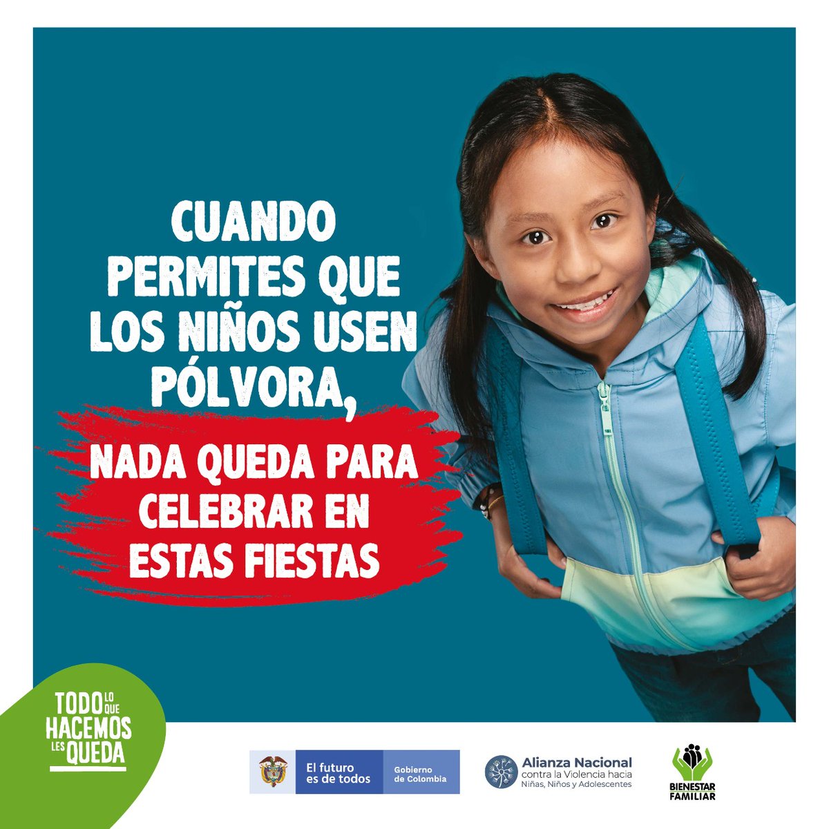 LuzHelenaGU1's tweet photo. #ICBFesHuila | Desde @ICBFColombia #Huila reiteramos el llamado para que padres o cuidadores protejamos a nuestros niños, niñas y adolescentes, y evitemos que ellos usen y manipulen pólvora en éstas épocas de fiesta. Porque #TodoLesQueda  #SinPólvoraMásSeguros https://t.co/HNrnOjjWtt