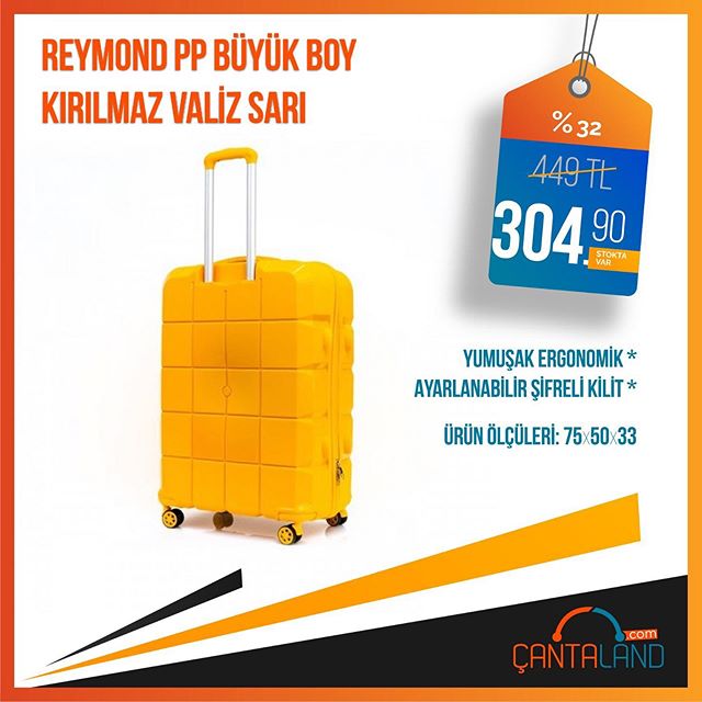 cantalandcom's tweet photo. Stok Kodu: R-PP-001-SA-B

Reymond %100 Polipropilen kırılmaz madeden üretilen büyük boy valiz, çeşitli renkleriyle Çantaland stoklarında sizlerle 🎉😍 #valizler #valiz #bavuldergi #bavul #seyahatçantası #çantacı #çantamodası #çantadünyası #çantam #çantaland #indirimvar https://t.co/qwn9E4kMi1