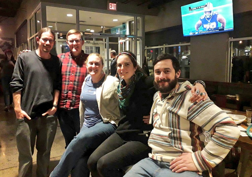 unmpaleo's tweet photo. Before Christmas @unmpaleo Myers lab enjoyed a festive evening 🍻 to say goodbye to graduated Masters student Camille, now off to #Malaysia on a Fulbright teaching scholarship! https://t.co/fEY6ph4M0c