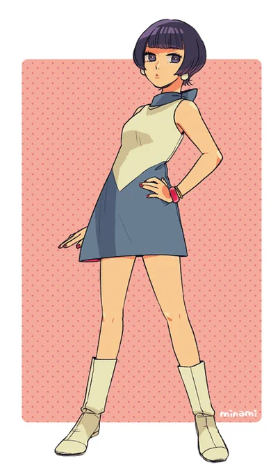 ワンピースにブーツのスタイルだいすき(自分では着ないけど) #創作 