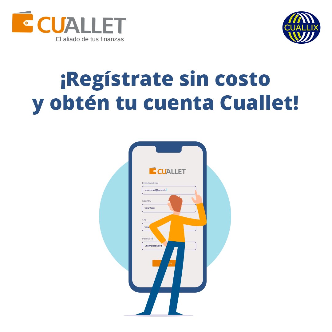 ¡Regístrate sin costo y obtén tu cuenta #Cuallet!📲😉
#FinancieraCuallix