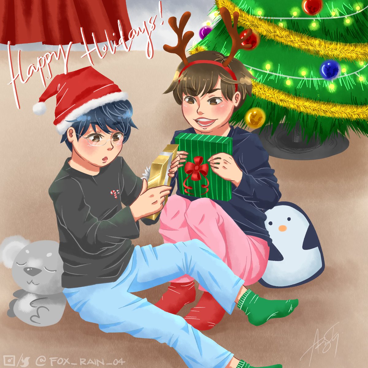 Fox_Rain_04's tweet image. My (late af) submission for Secret Santa event by @TwoSetWeek ! A gift for lil kouhai @kuro_iplrrr 😌♥️

Merry Christmas/Happy Holidays and Happy New Year aaaaa

#twosetviolin #brettyang #eddychen #twosetfanart