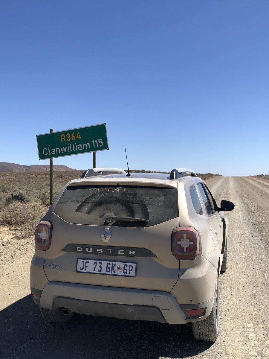 SpikeTheCarGuy's tweet photo. We’ve made it to Clanwilliam from Sutherland - 375km almost entirely on dirt! @Renault_SA #Duster has been solid; #TechRoad spec keeping things cool & comfotable.
#TravelSA
#RoadTripSA
#ShotLeft
#RenaultDuster https://t.co/dWuYO02s9r