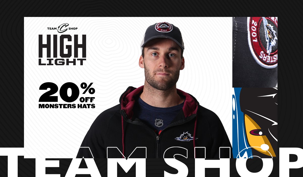 CavsTeamShop's tweet photo. Today's @MonstersHockey #TeamShopHighlight is 20% off ALL Monsters Hats! 🏒
Get yours today at @RMFieldHouse & online at https://t.co/krczdUXFGD!
#LightTheLand https://t.co/fsmiuWJiEW