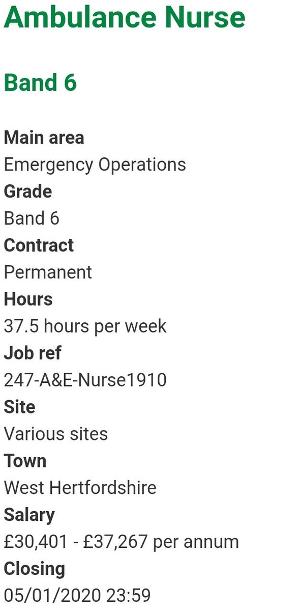 Registered #Nurse? Looking for a new challenge in the new year? We are still recruiting for Ambulance Nurses at various sites across #Hertfordshire. Apply to #BeSeenInGreen today! #NewYearNewYou #WeAreEEAST #AmbulanceNurse @EastEnglandAmb @NHSEastEngland eastamb.nhs.uk/join-the-team/…