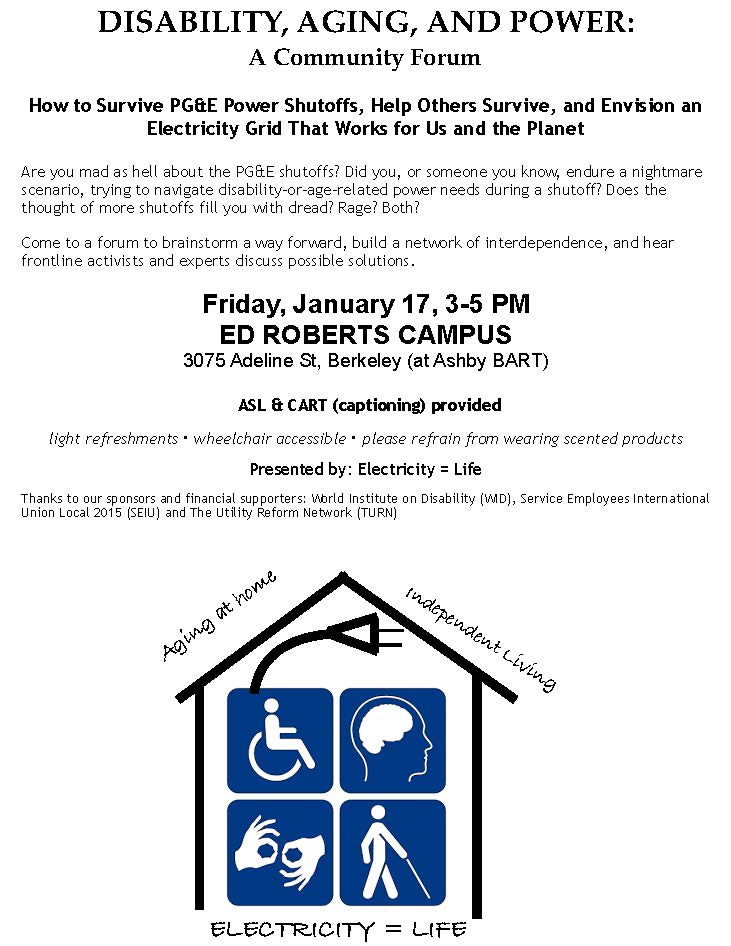 PG&E: Disability, Aging and Power - Envision a Grid That Works for Us and the Planet @ Ed Roberts Campus