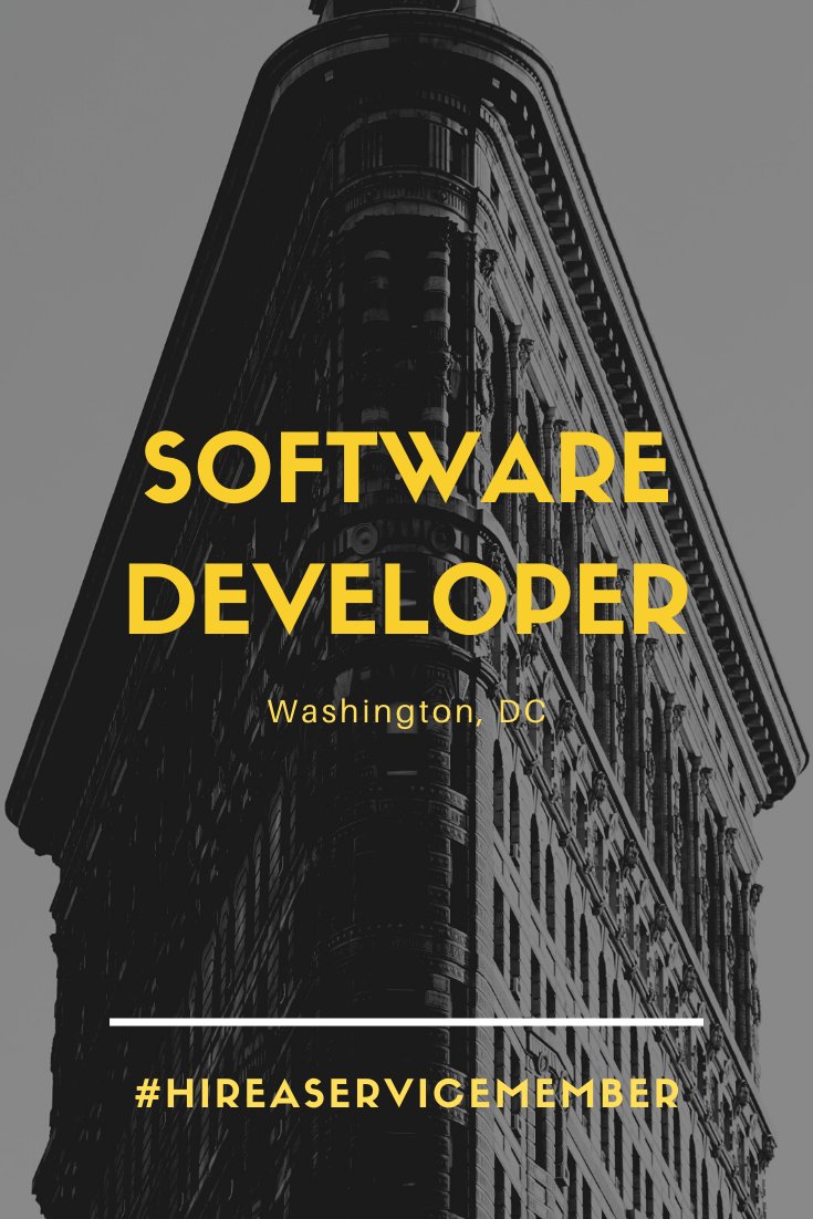 ohio_esgr's tweet photo. We are #hiring a #SoftwareDeveloper in #WashingtonDC. 

For full job description - https://t.co/kEUsLUUqpv
For immediate  placement, contact Eboni – https://t.co/8jECpx7FU3
#HireAServiceMember #NGESP #FollowNGESP #Amyx #HireMilitary #JobSearch #MilitaryJobs #ITjobs https://t.co/BzhKzrRhiW