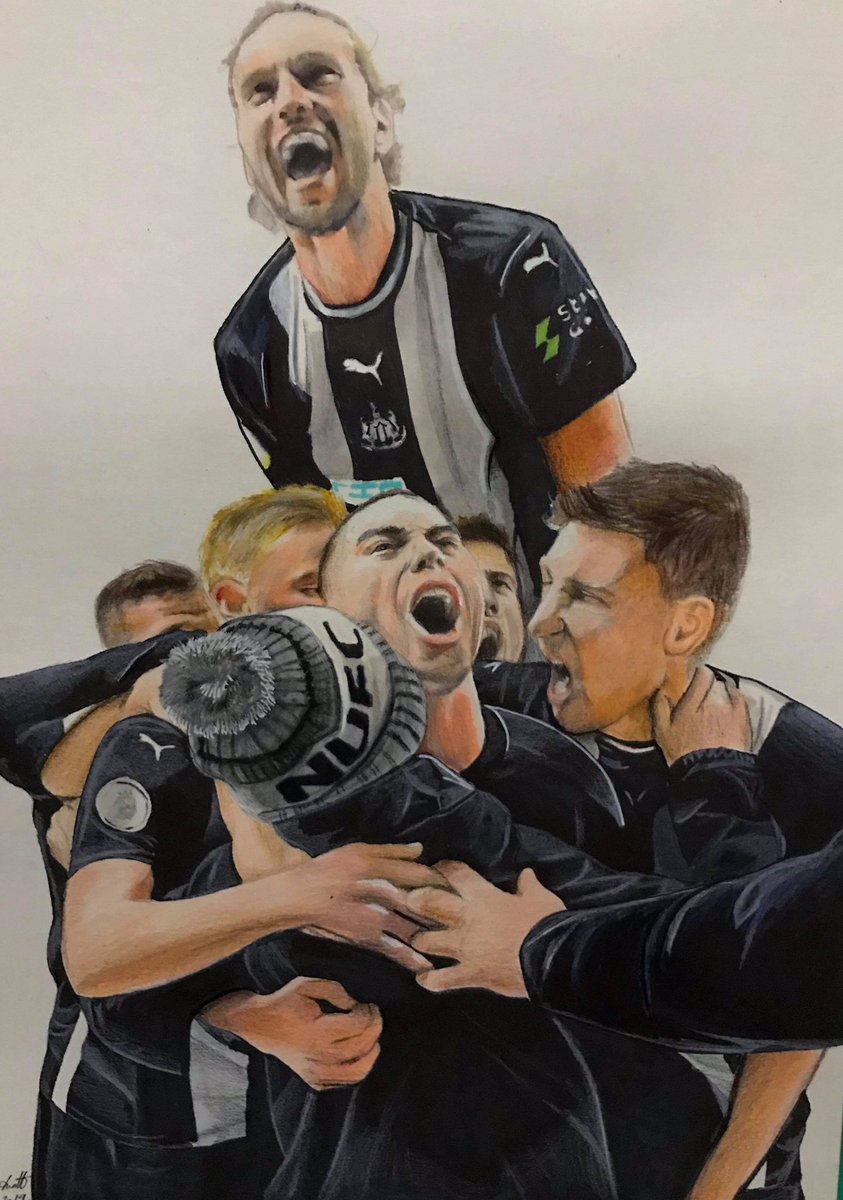 All done! Prints will be available and original is available! ⚫️⚪️⚫️ #NUFC <a href="/AndyTCarroll/">Andy Carroll</a> <a href="/seanlongstaff97/">Sean Longstaff</a> <a href="/fabianschaer/">Fabian Lukas Schär</a> <a href="/pajarofernandez/">Federico Fernández 🇦🇷</a> <a href="/javiermanquillo/">Javier Manquillo</a> <a href="/asaintmaximin/">Allan Saint-Maximin</a>
