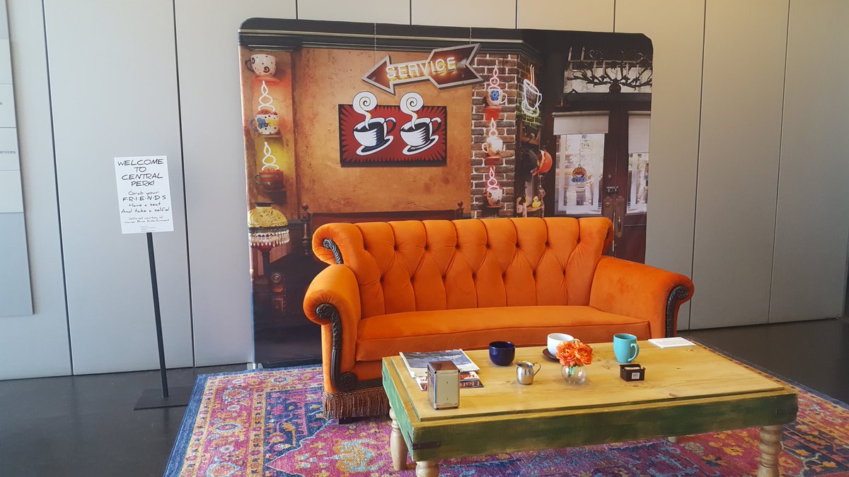sarahkendzior's tweet photo. The Bill Clinton Museum in Little Rock has Mulder and Scully's FBI badges, Buffy's stake, the Seinfeld ASSMAN license plate, Garth's shirt from Wayne's World, and the couch from Friends https://t.co/V0M6TrgVBi