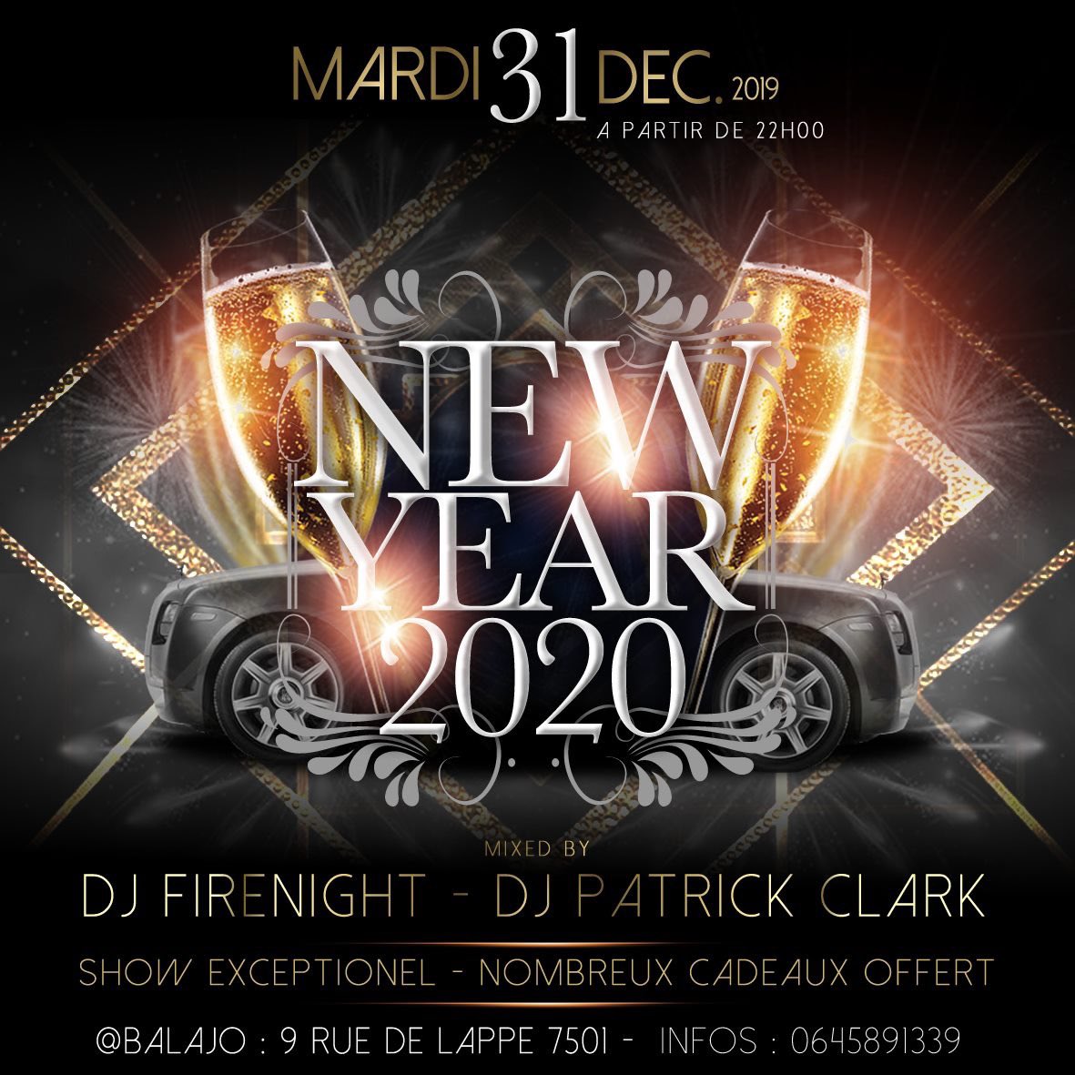 Demain soir !!! NEW YEAR 2020 <a href="/BalajoParis/">LE BALAJO PARIS</a> <a href="/le_balajo75/">Le Balajo</a> <a href="/DirtybeatsParis/">Hustle and Flow</a> !!!
Only Good Vibes Hip-Hop, Trap, Dancehall, Latino
22h / 6h 🥳 réservation fortement conseillée 😊
