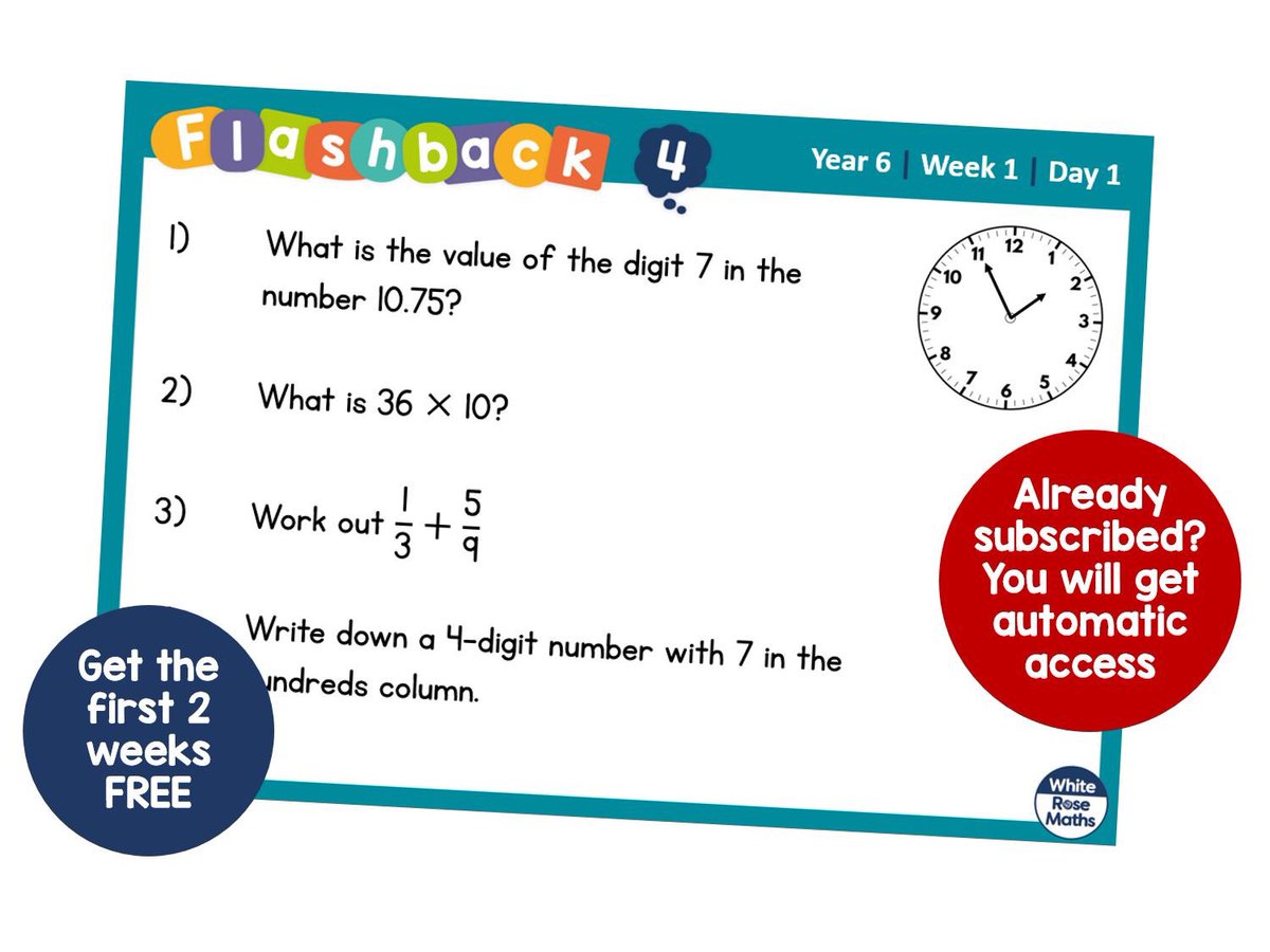 WhiteRoseEd's tweet photo. 🔷 Download the first 2 weeks of our Flashback 4 starters for FREE here: https://t.co/4IzJtzJP1p
1️⃣ a question from yesterday
2️⃣ a question from last week
3️⃣ a question from 2-3 weeks ago
4️⃣ a question from last term/year
Sign up here: https://t.co/ZfvbgPWcnQ
#Flashback4 https://t.co/9qpDeRuyrf