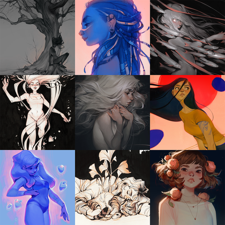 My personal top nine favorite paintings I created in 2019! For next year, I want to do more, delve deeper, and spend more time exploring and learning. On to 2020!✨ 