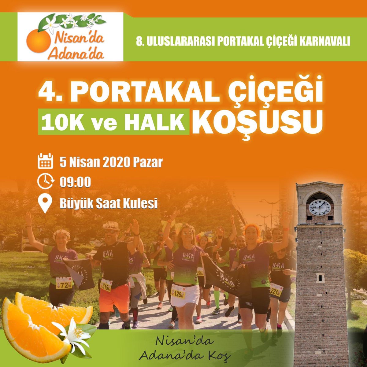 Şimdiden haberiniz olsun. Karnaval’da yine koşuyoruz... 🤗🏃🏻‍♂️🏃🏻‍♀️ #portakalçiçeğikoşusu #nisandaadanada