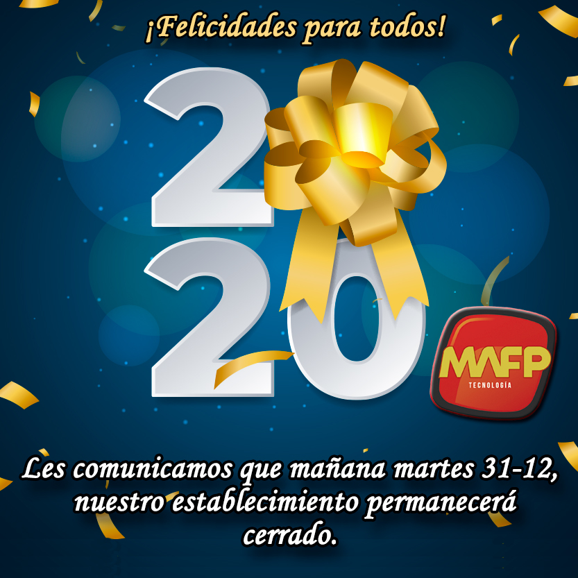 IMPORTANTE:

Horarios de atención:
Tanto el martes 31 de diciembre como el miércoles 1 de enero, nuestras oficinas permanecerán cerradas
Muchas felicidades para todos!