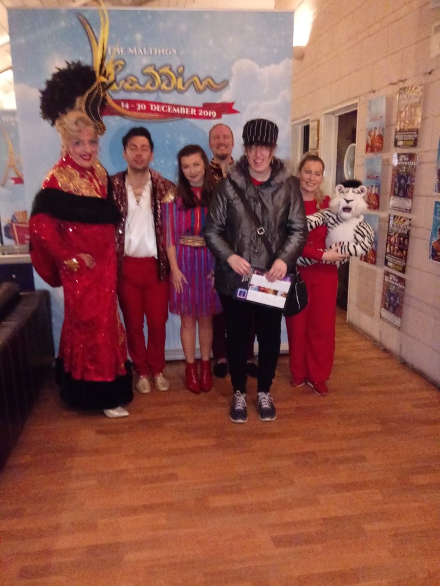 CornerstoneFELB's tweet photo. Roisin loved going to see Aladdin and meeting the cast with Mairi from her support team today...... oh no she didn’t 🤭 🎭💙 #TeamBordersCS https://t.co/925UJumBgp