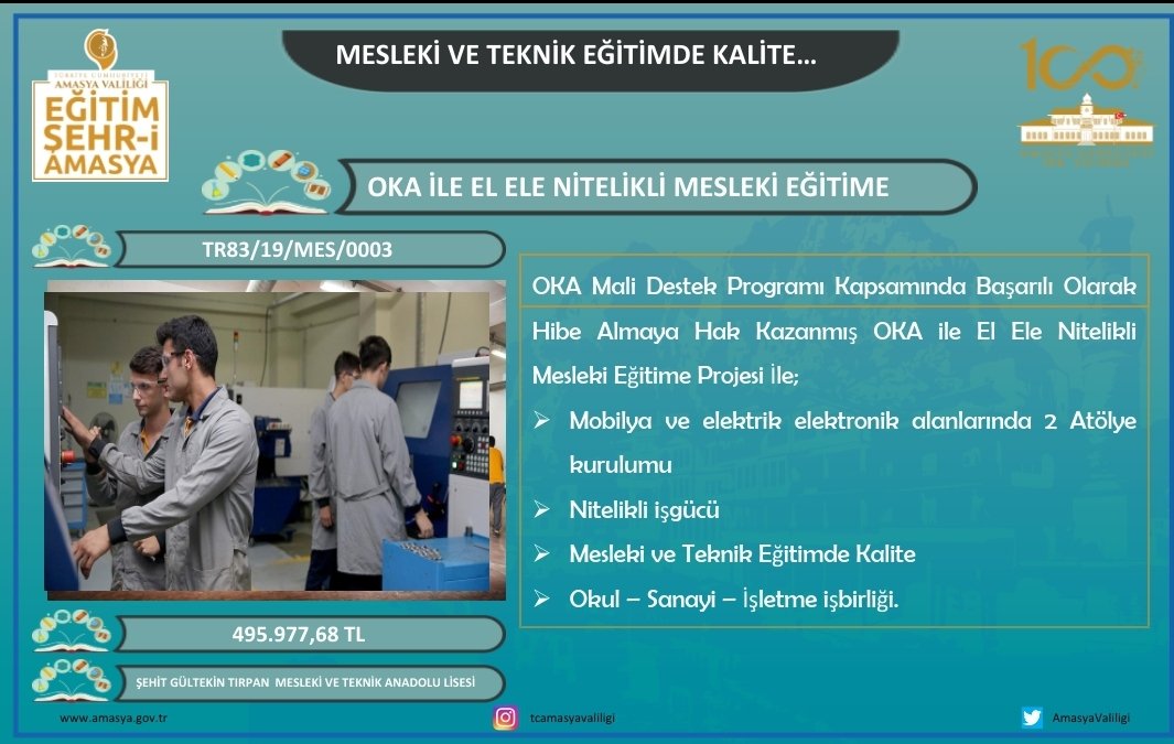 Şehzadeler Şehri Amasya'da, 
Eğitim Şehr-i Amasya sloganı altında,
5132 öğretmenimizle, geleceğimizin teminatı çocuklarımız için 2020 yılında da var gücümüzle çalışacağız.
#egitimsehriAmasya
#2020amasyayaıyıgelecek
<a href="/tcmeb/">Millî Eğitim Bakanlığı</a>
<a href="/ziyaselcuk/">Ziya Selçuk</a>
<a href="/safran1958/">Mustafa SAFRAN</a>
<a href="/ikostereli/">İlker KÖSTERELİOĞLU</a>