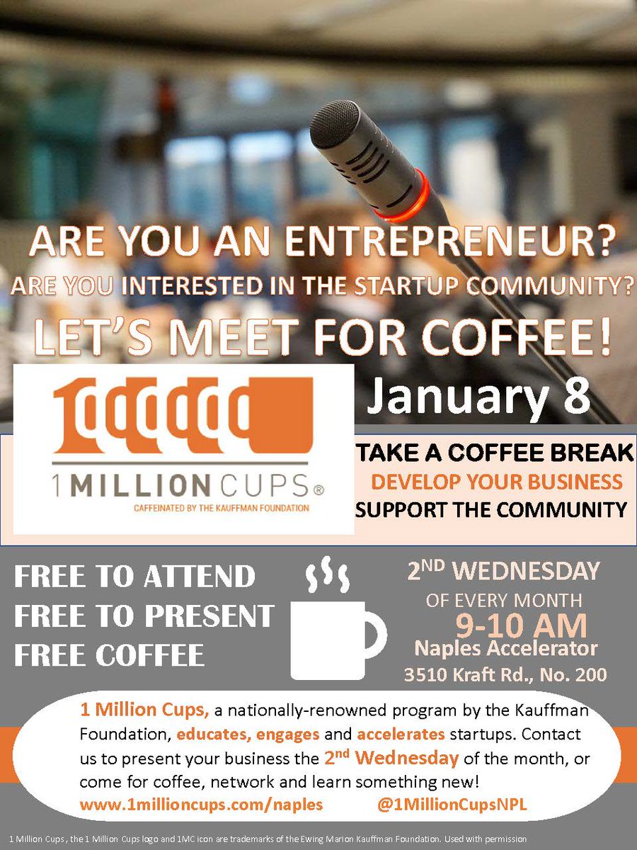 1MillionCupsNPL's tweet photo. #1MCNaples will feature https://t.co/gaqxx3iNTb, a #HospitalGown invented by a #NaplesDoctor that allows access & hides private parts, & @connectmy_cause, which connects #FloridaBusinesses & #donors w #LocalCauses & #NonProfits. Coffee by @guadaluperoast, sponsor: #BOFA. https://t.co/mb7lDFkkPj