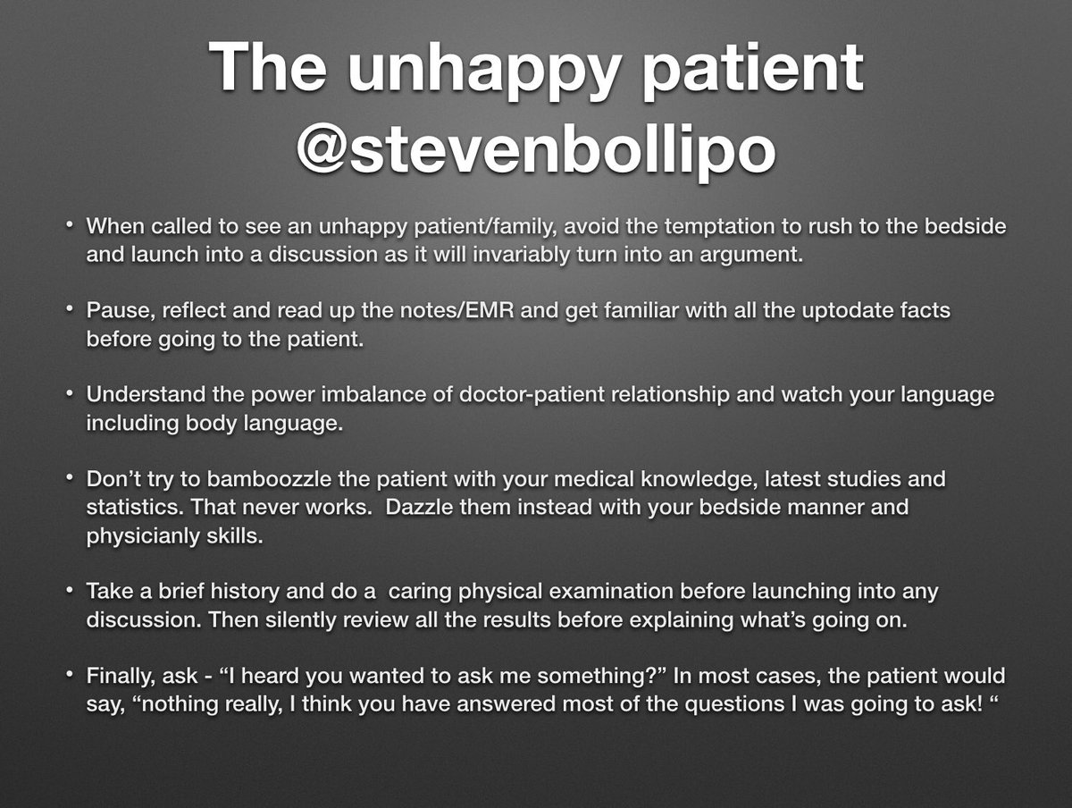 stevenbollipo's tweet photo. @MKIttlesonMD It takes a good physician to recognize when there is an unhappy/worried patient. Here are my tips: https://t.co/fBN62b6Q91