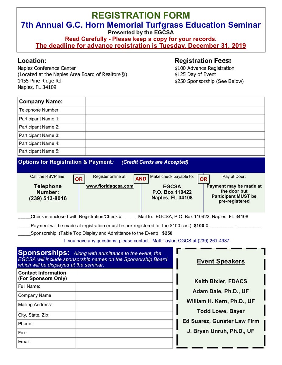 Here is the registration form... <a href="/EGCSA2016/">EvergladesGCSA</a> <a href="/FGCSA/">Florida GCSA</a> <a href="/CalusaGCSA/">CalusaGCSA</a> #golf #education #GCSuper #GolfCourseSuperintendent #swfl #environment #turfgrass