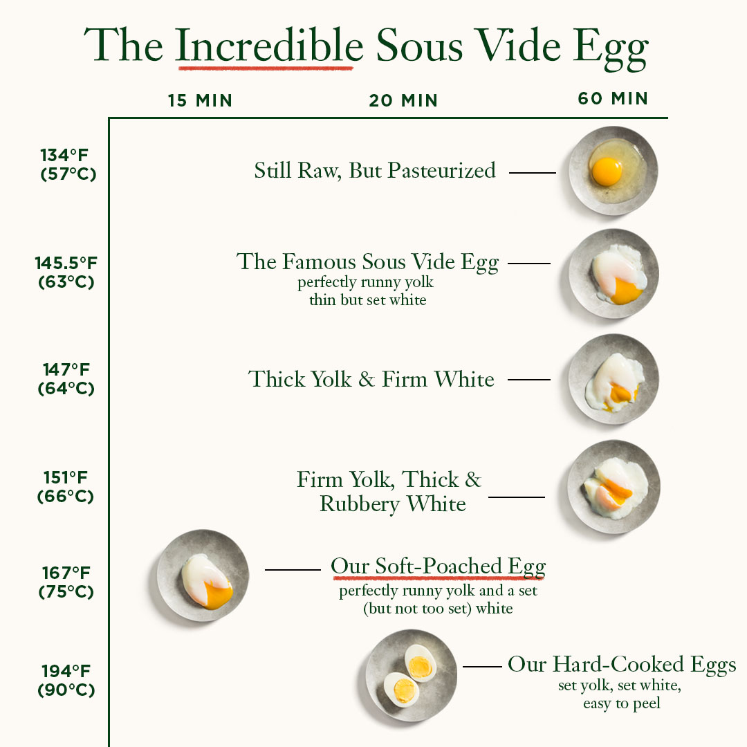 smugling radium Rendition America's Test Kitchen on Twitter: "Did you just get a sous vide immersion  circulator? Here's a chart for cooking times for eggs.  https://t.co/eUwkw8rvza" / Twitter