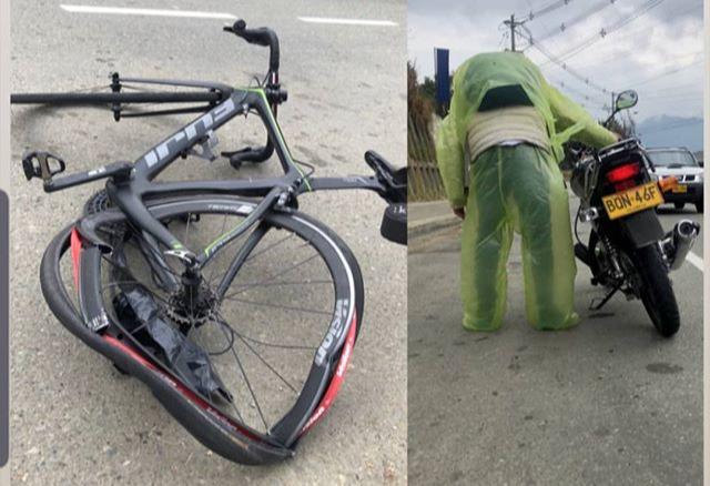 Esta mañana una moto atropelló a Alejandro Perea Arango en Niquia
Actual campeón mundial, deportista de paraciclismo
El tipo de la moto se voló, afortunadamente Alejandro se encuentra bien, ayudemos a difundir para encontrar al responsable.