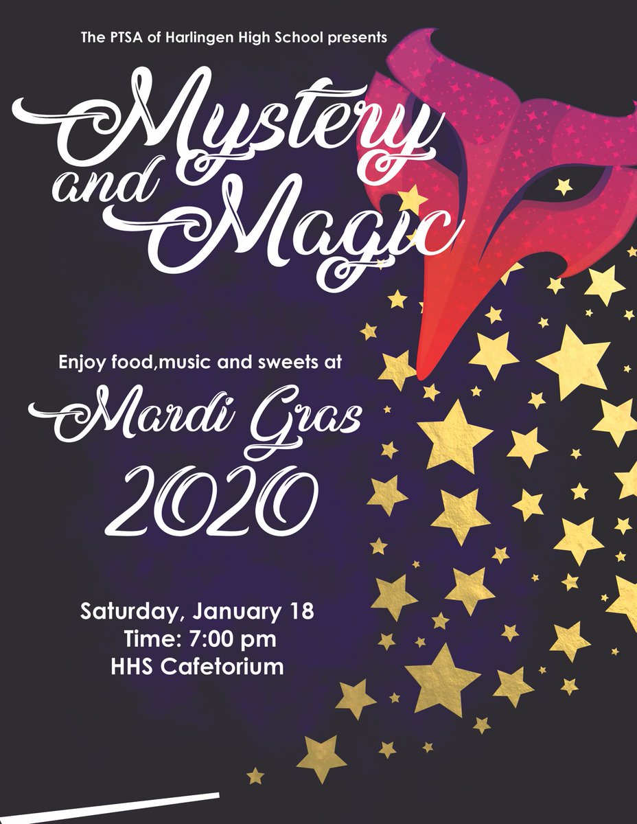 Mardi Gras is on January 18! Have you asked that special someone? It takes time to find that perfect dress and order your tuxedo.
#mysteryandmagic🎭#hhsmardigras2020🎭