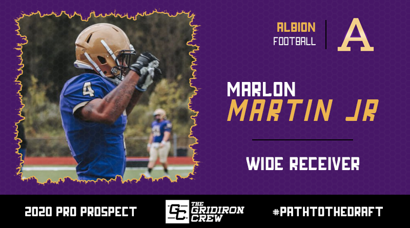 Gridiron_Crew's tweet photo. Scouts, Coaches, and GMs, here are all the reasons why you should focus your attention on 2020 Pro Prospect, Marlon Martin Jr (@That_boiWax), a WR/KR from @AlbionFootball!

#2020ProProspect #PathToTheDraft #NFLDraft #CFLDraft

👀 Read our Interview: https://t.co/zPTVKw2Kcb https://t.co/BbgIhFhQiK