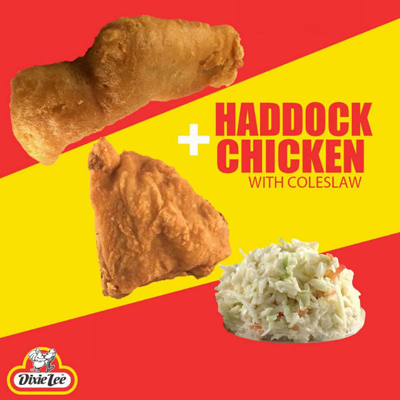 DixieLeeFriedC1's tweet photo. Going back to work after the holidays can be tough. Make your lunchtime meal count with our freshly prepared Haddock and #FriedChicken with coleslaw! 😋 ❤️  #DixieLeeFriedChicken https://t.co/S3LTCLOouB