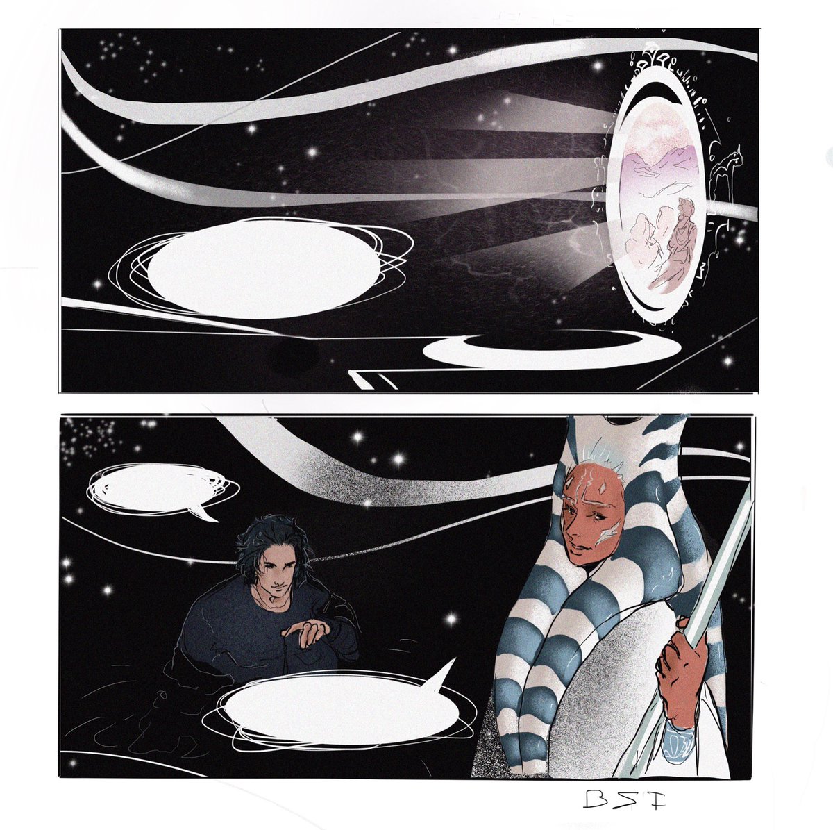 RBriidge's tweet photo. Ben in world between worlds au inspired by Aide.lon’s concept idea part 1 #StarWars #BenSolo #reylo #Rey #AhsokaTano #au #swtros #StarWarsTheRiseofSkywalker #art #comics https://t.co/CkLdQxEEXT