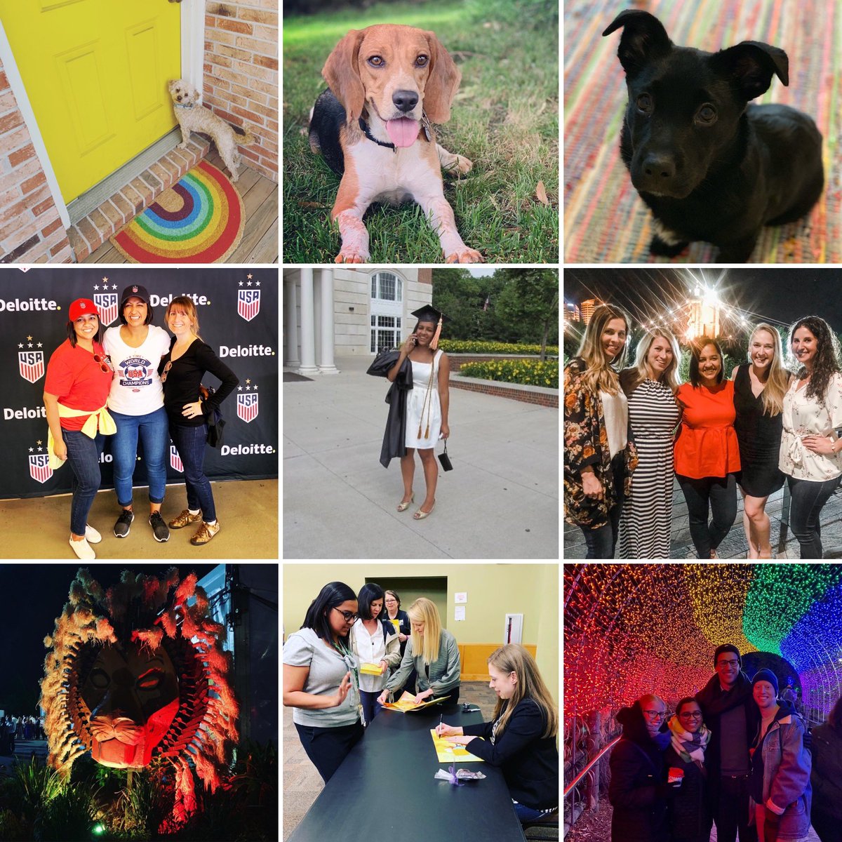 GauriW's tweet photo. What a year with the best girls, the @USWNT, @ChelseaClinton and lots of time at the @CincinnatiZoo, but definitely aiming for more dogs in 2020. #topnine #graduationthrowback https://t.co/s08wZFNrpn