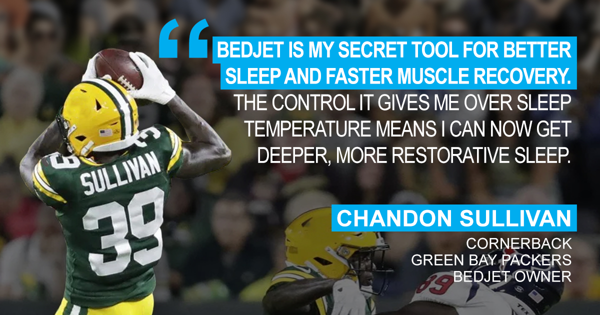 BedJetSleep's tweet photo. Want to sleep like a pro athlete? Shop our 40% OFF New Year's Sale and start now. Here's why Cornerback Chandon Sullivan @showtimesully10 uses BedJet. #bedjetsleep https://t.co/TiNL3WLwgz https://t.co/N1OTORtBMv