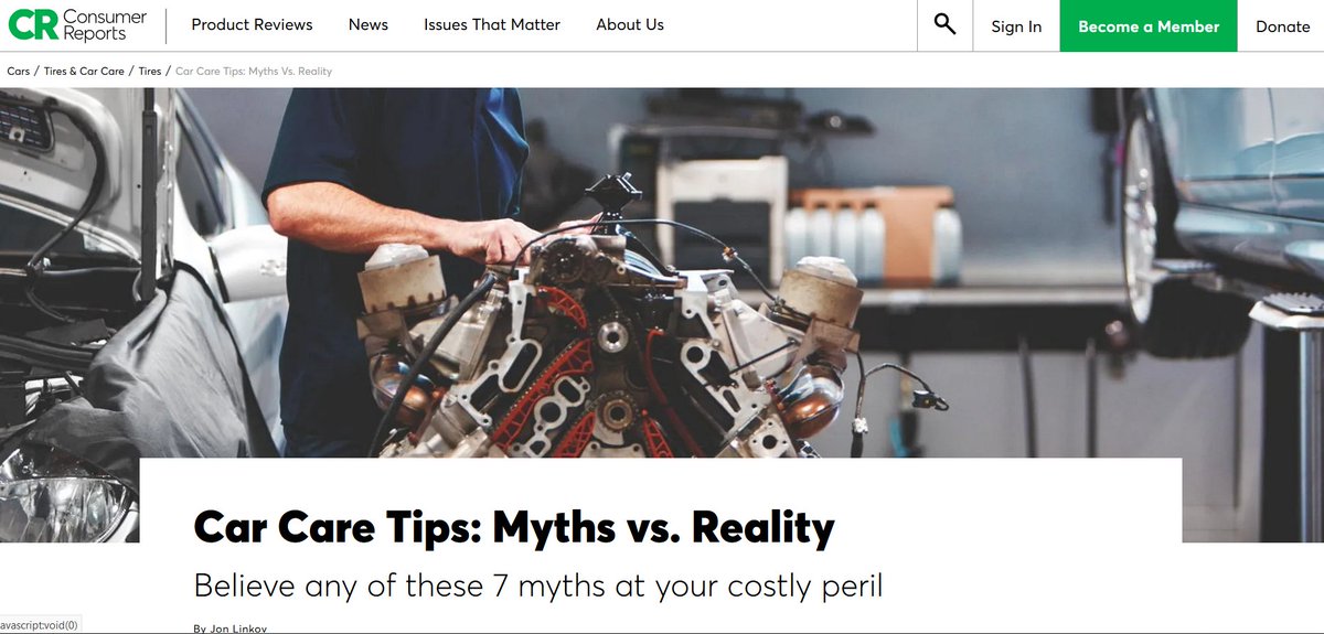 GoodyearCollier's tweet image. The #autocare industry is fraught with misconceptions, but our expert mechanics know fact from fiction. Here is the truth behind seven common maintenance myths. consumerreports.org/car-maintenanc…