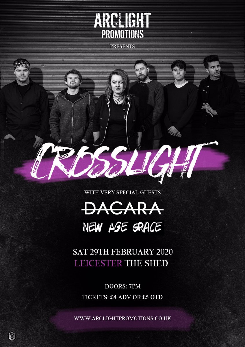 CROSSLIGHTuk's tweet photo. This is going to be the best Feb 29th gig we’ve played in YEARS! The Shed, Leicester alongside Dacara and New Age Grace. https://t.co/ZhX8qUEQWk