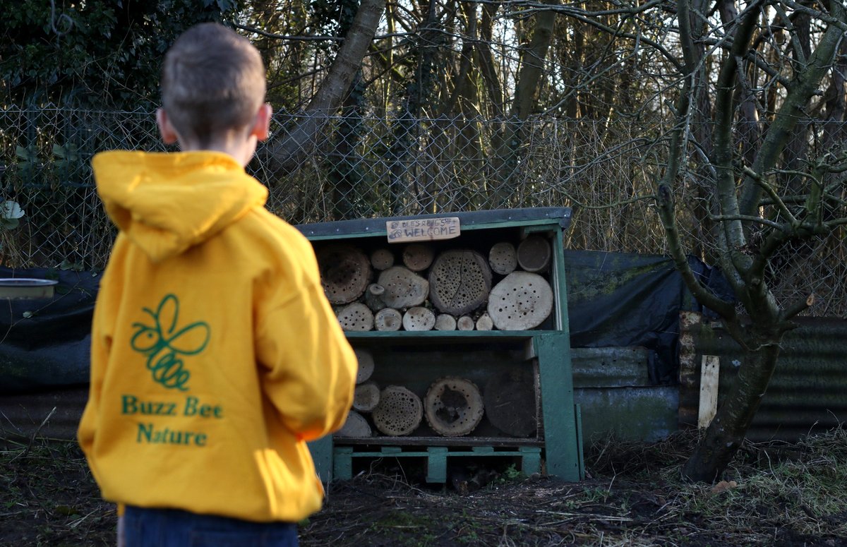 BuzzbeeNature's tweet photo. Finally completed the Bee and Bug Hotel at the Nature garden, and good work children have done re-using old wood. #bee #bees #bug #bugs #beetles #insects #hotel #naturegarden #natuegroup #nature #creepy-crawlies #wood #children #learning #active #building #contruct #education https://t.co/rCRjwr4DYd