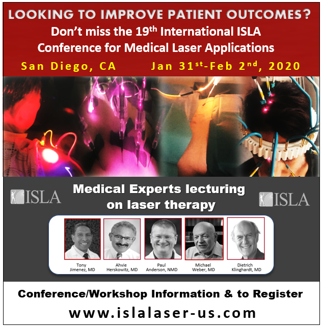 us_isla's tweet image. Incredible roster of speakers for 19th Intl ISLA conference. 14 Intl MDs from USA, Mexico, S.Africa &amp;amp; Germany will share their latest research on #LLLT in conjunction with #chronicPain, #cancer, #PRP , #Stemcells, #LaserAcupuncture &amp;amp; more.
islalaser-us.com/registration/