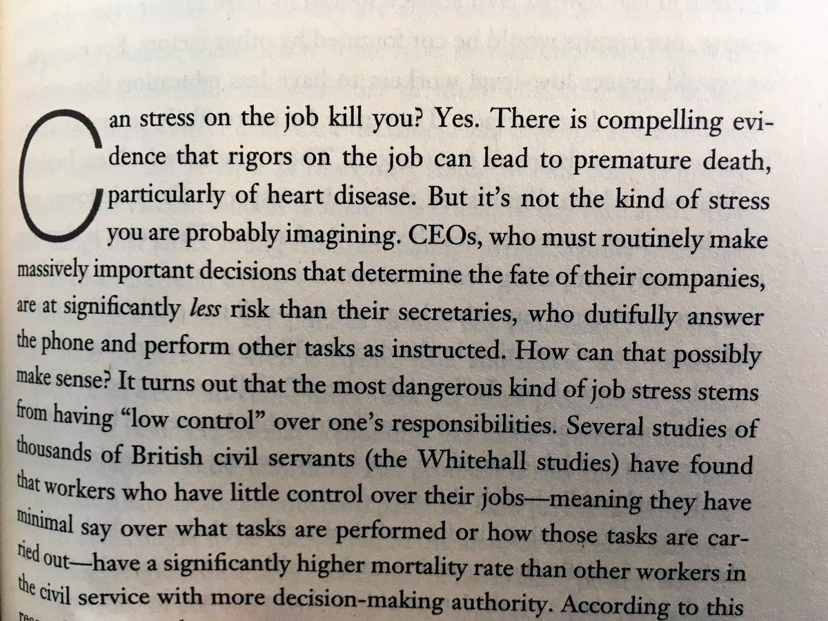 Cristinakim830's tweet photo. Work stress kills...But it’s not the captains of industry making decisions that have deadly stress rates, it’s the workers with little to no control over their job and output. From “Naked Statistics” by @CharlesWheelan #alienatedlabor https://t.co/ib5EPiBa0R