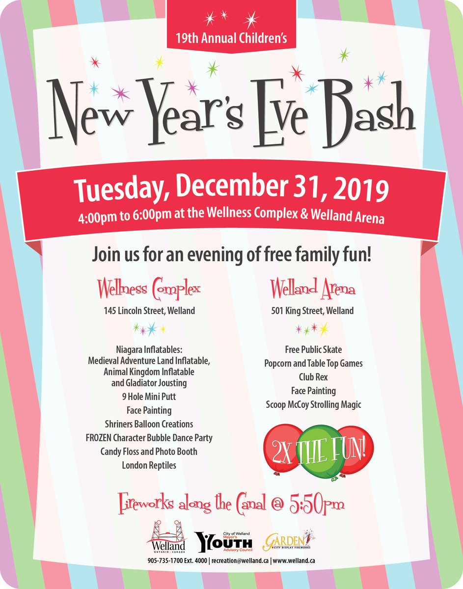 Welland's tweet photo. Planning your holiday schedule? Add the Children's New Year's Eve Bash to your entertainment list this holiday season. #FreeHolidayFun #ThingsToDoInWelland https://t.co/qLLHILpFFG