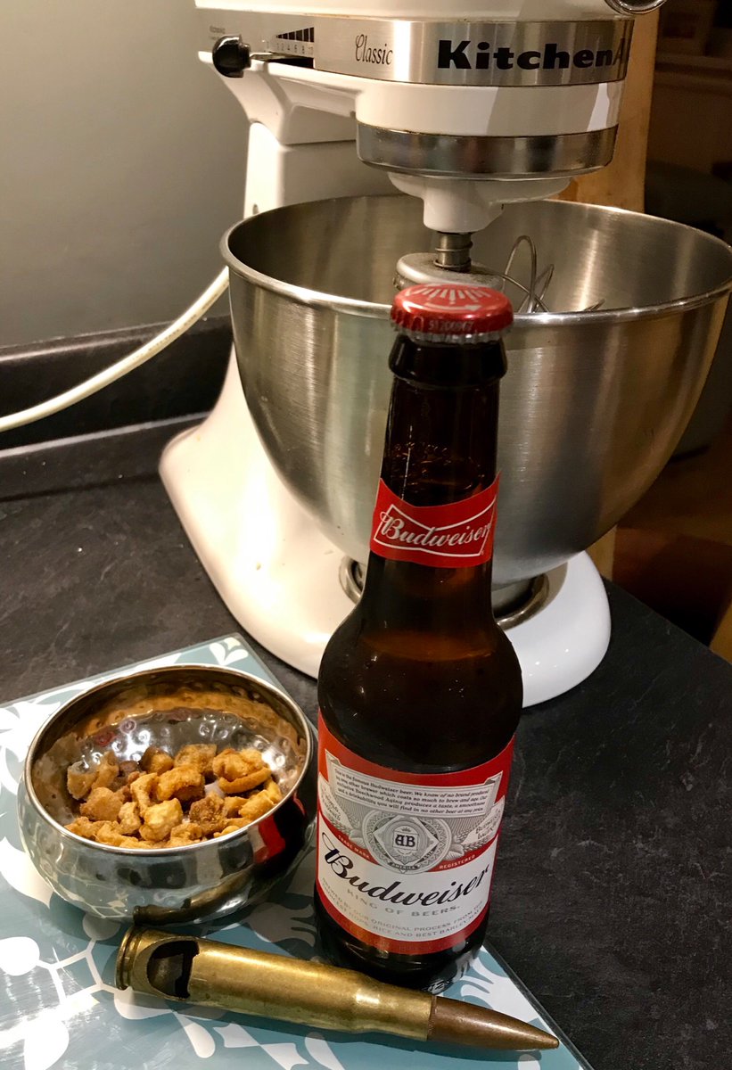 Cheers 🍻 enjoying a #Budweiser 

I got my 50Cal bottle opener out - Doh the  bottles are screw top 😉