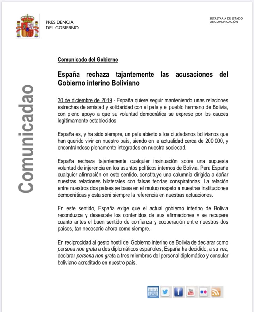 hermanntertsch's tweet photo. En vez de una explicación verosímil y disculpa por la tropelía de La Paz, el gobierno Sánchez regaña al gobierno de Bolivia, cuestiona su legitimidad, exige como un amo, toma represalias y amenaza con un lenguaje que revela quién manda en España. Y confirma así todo lo que niega. https://t.co/PED4kRRX7P