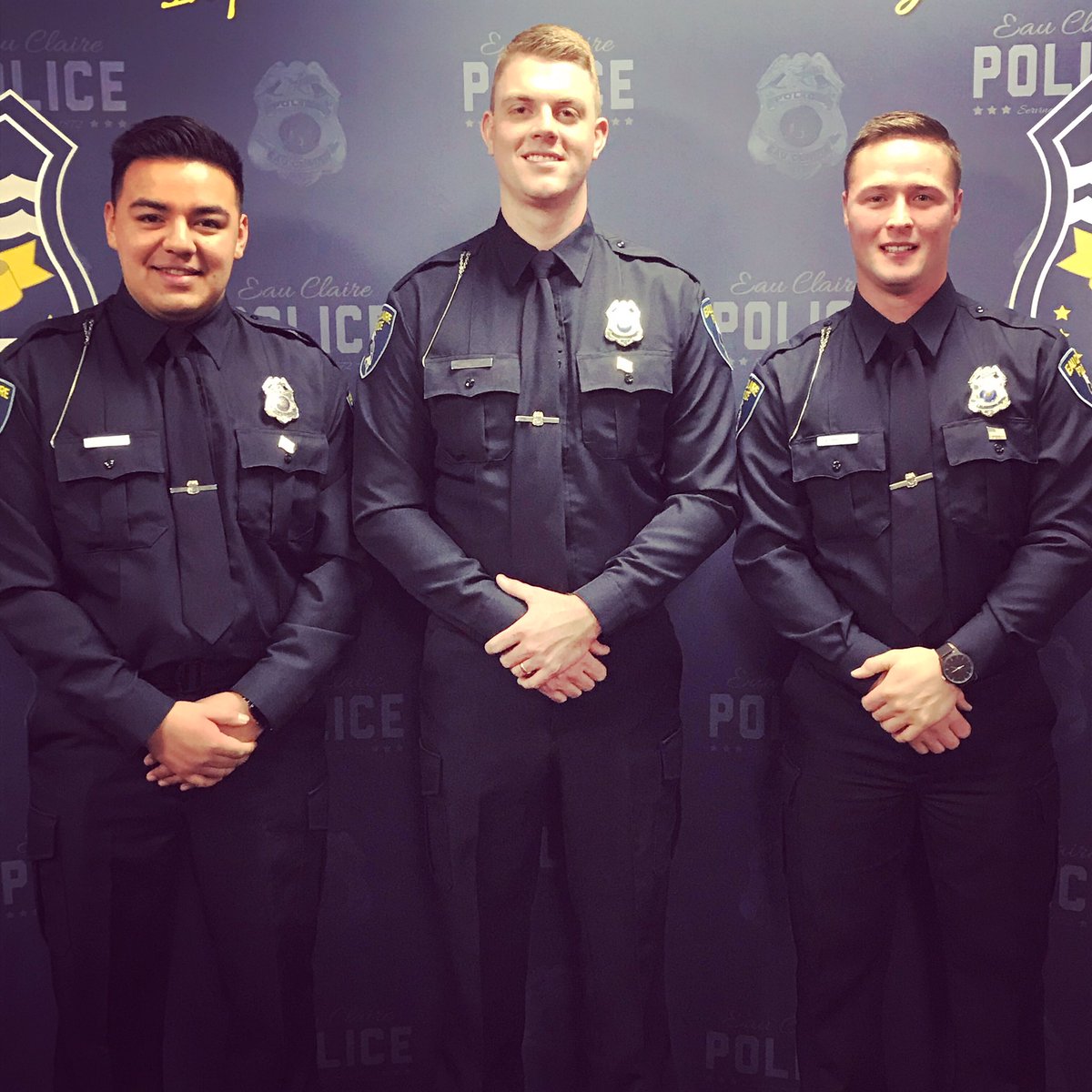 EauClairePD's tweet image. They’re so cute when they’re little! Today we proudly welcomed Officers Gonzales, Otis, and Phillips to the ECPD family. Welcome aboard! #newguys #firstdayofwork