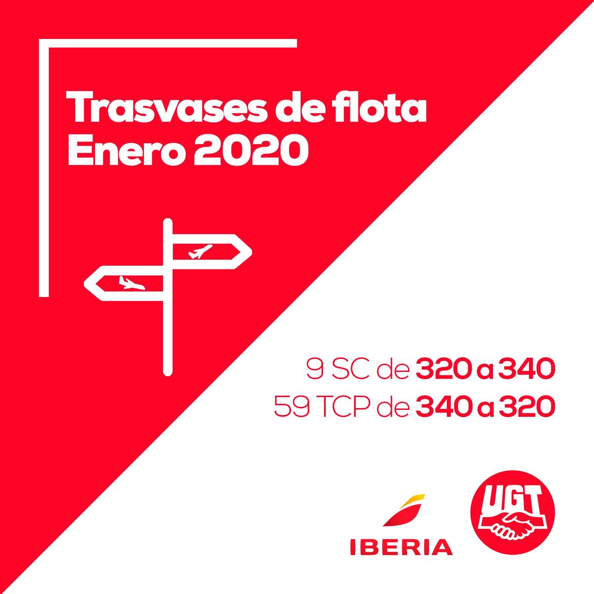 UGTVUELO's tweet photo. ♻️ Trasvases de flota para enero 2020 🛫🛬 https://t.co/Bbtuu8BGDS