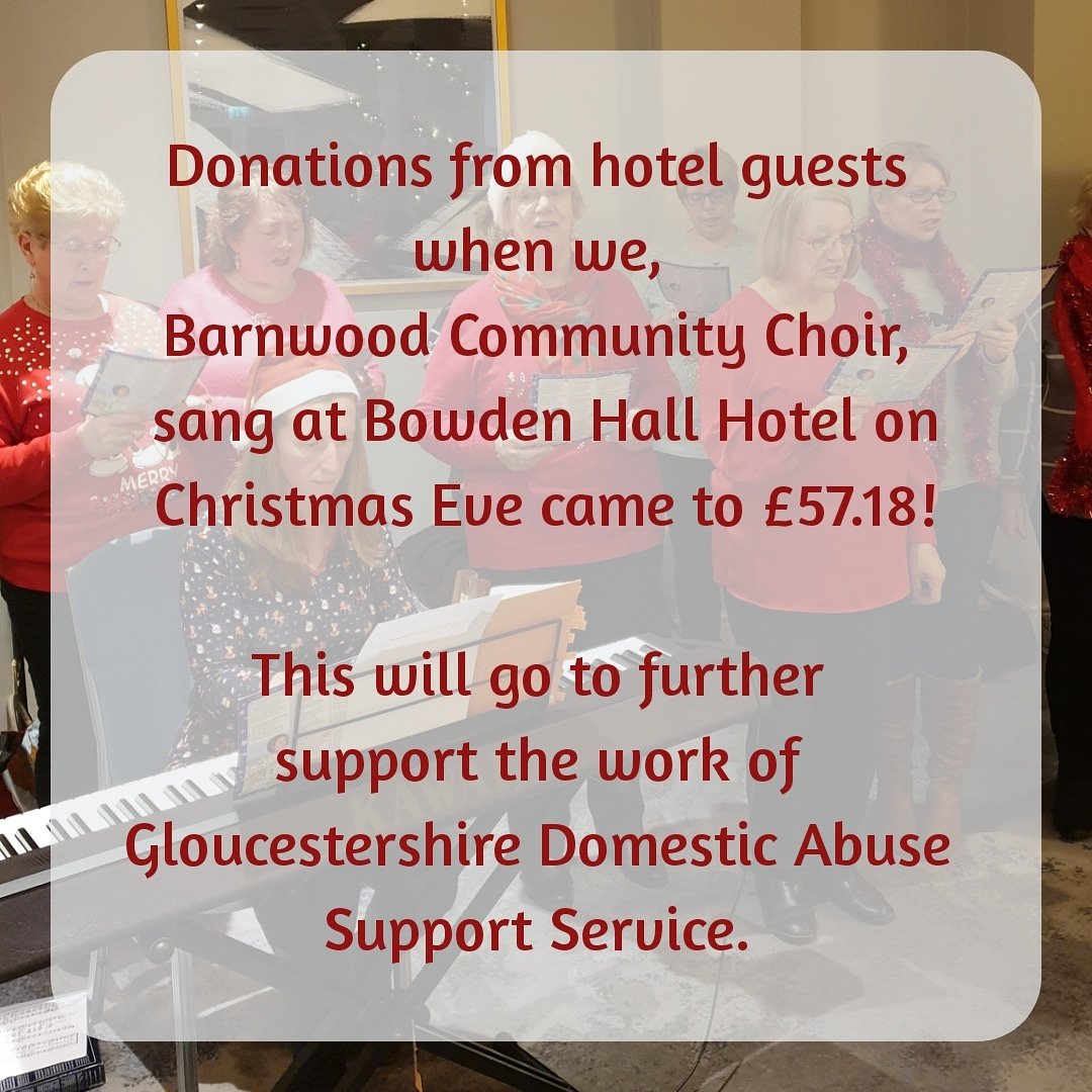 GPandHuman's tweet photo. GDASS do amazing work & I feel literally 'saved' me so I feel I owe them any little bit I can give back - hopefully it will make a difference to others who have suffered through DA.
#barnwoodcommunitychoir #christmascarolsinging #bowdenhallhotel #gdass #domesticabuse #fundraising https://t.co/dUIXRwhrAa