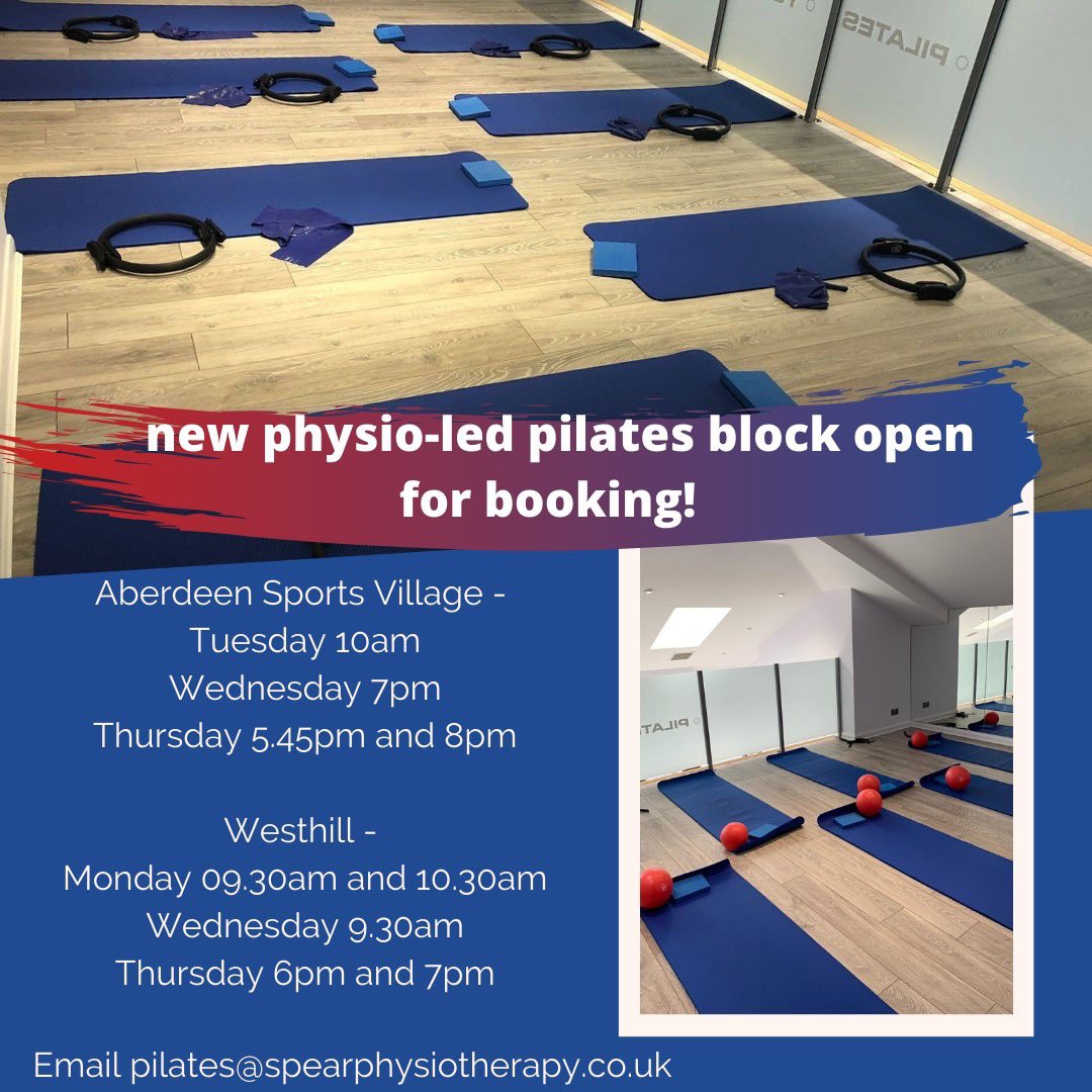 SPEARPhysio's tweet photo. The next physio-led Pilates block and golf fitness circuit class start next week (from Monday 06 January), see the details for both in the flyers and email to book your space! 
👉clinic is open on Tuesday 31 December and Friday 03 December #teamSPEAR https://t.co/Pb0d0JoQTE