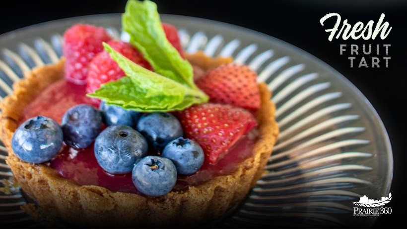 Our Fresh Fruit Tart is the perfect complement to your dining experience. Made with an absolute divine almond flour tart, fresh seasonal fruit filling and topped with fresh fruit and a honey drizzle. Book your table today here bit.ly/bookprairie360